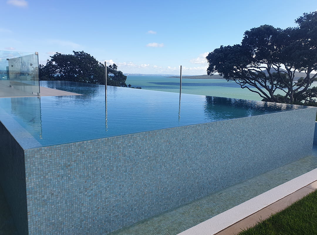 Concrete Infinity pool looking out over gulf