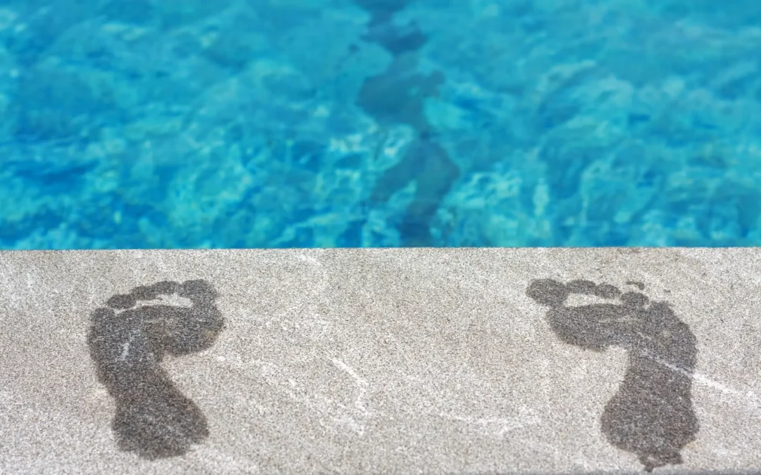 Benefits of a concrete pool – Wet footprints on a concrete pool